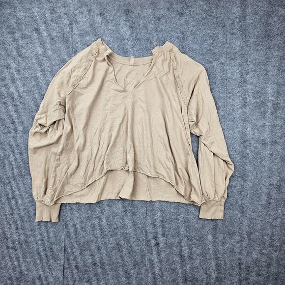 Free People Reflect Layer Shirt Womens Small Beige Long Sleeve Slouchy Pullover - Picture 1 of 3